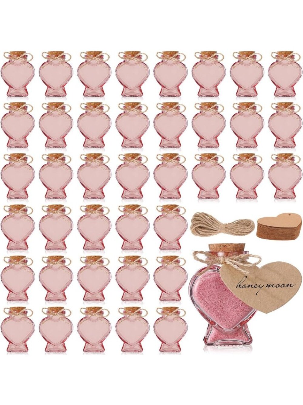 141 Pcs Heart-Shaped Glass Jars Set with Cork Lids, DIY Wedding & Party Favors